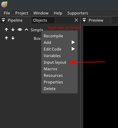Input variables item